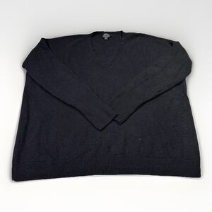 J.Crew 100% Cashmere V-Neck Sweater Black Classic Soft Knit Size M